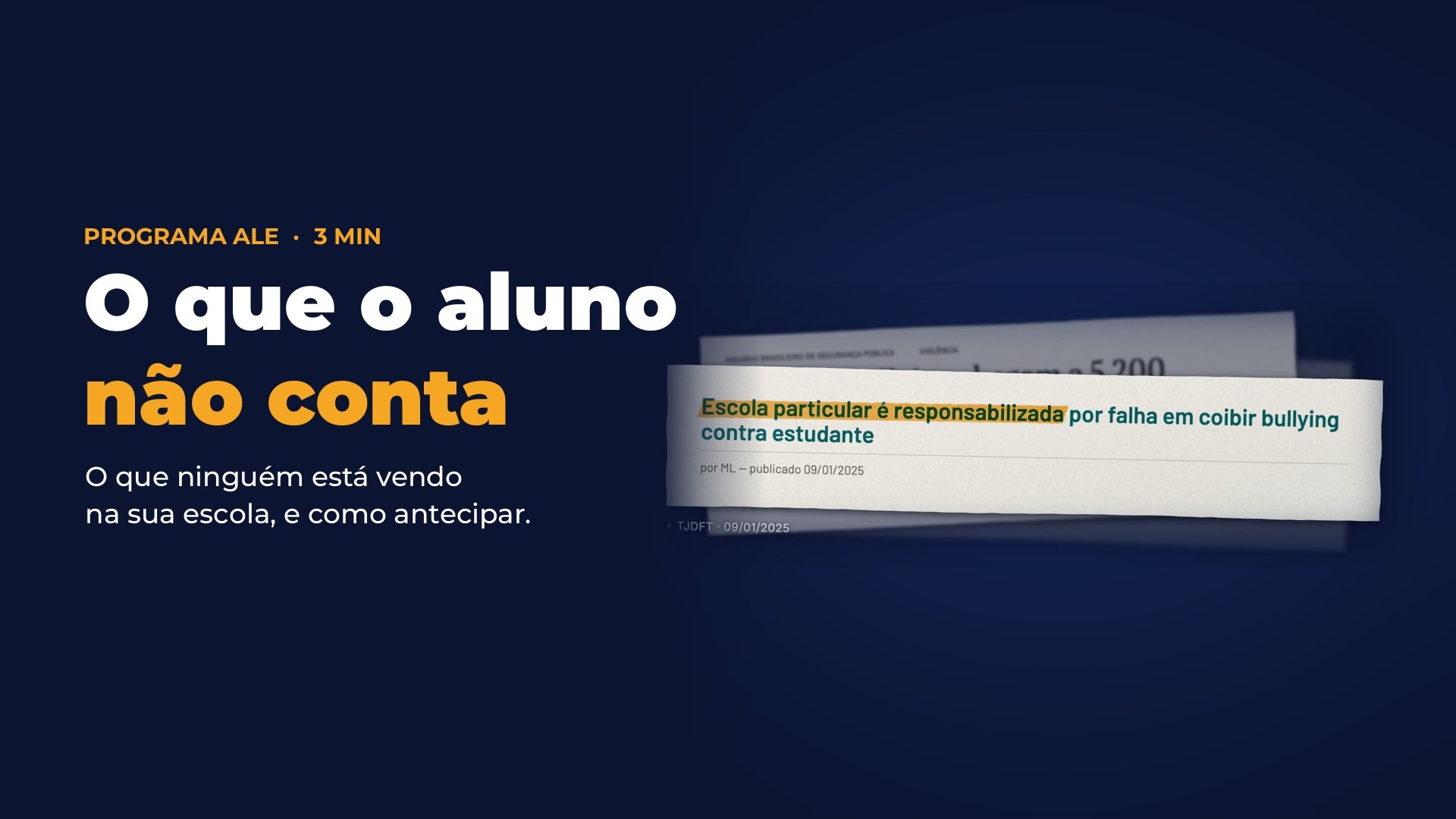 Capa do vídeo O que o aluno não conta, do Programa ALE